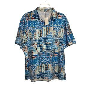 SheLucki Hawaiian XXL Shirt for Men Summer Beach Casual Short Sleeve‎ Button NWT